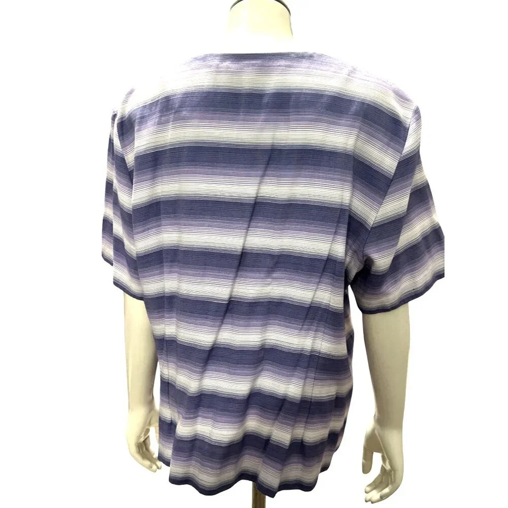 Alfred Dunner Size 16 Lavender Stripe Button Blouse Cottagecore Soft Grunge Rayo - Picture 5 of 10